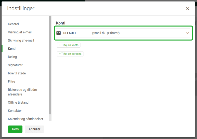 Vælg din mailadresse