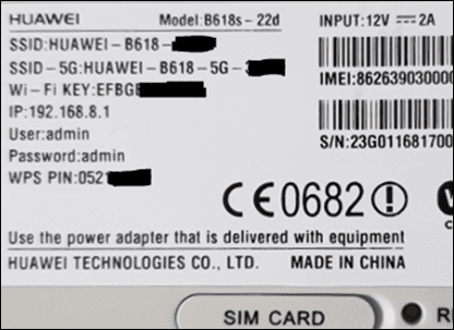 SSID maerkat Huawei B618 modem