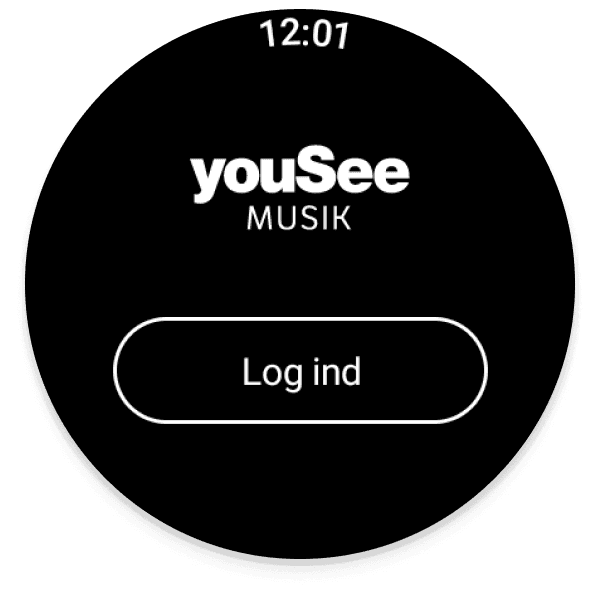 Log ind knap i YouSee Musik appen