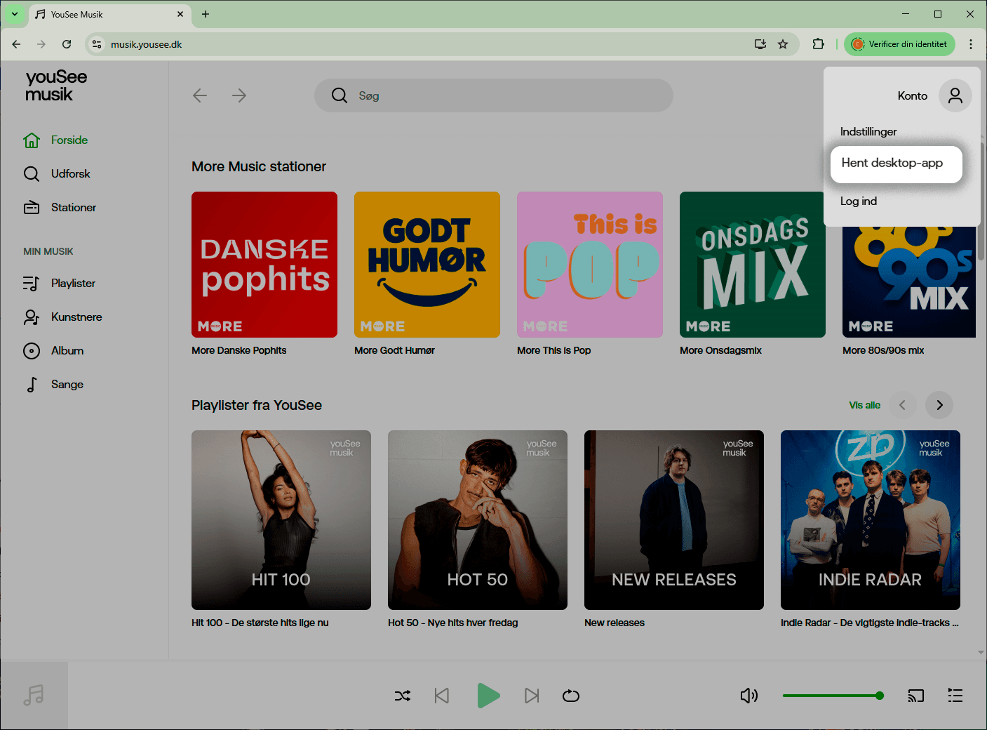 Billedet viser, at du skal klikke på Hent desktop-app